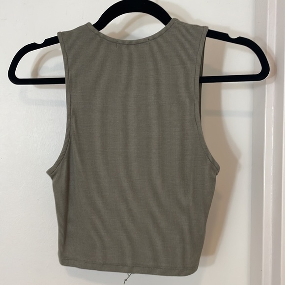 Joah Brown Lace Up Crop Tank Ribbed Top Size S/M Summit Flex Rib - Picture 13 of 13